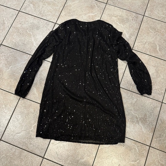 Andree by Unit Black Sequin Long Sleeve mini Cocktail Dress size Large - Picture 3 of 5